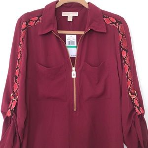 Michael Michael Kors Zip Front shirt Sz L